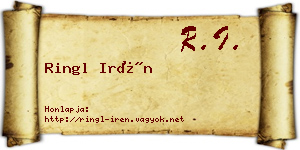 Ringl Irén névjegykártya