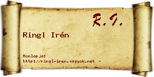 Ringl Irén névjegykártya